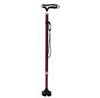 XIZH Trekking Pole - Magnetic Therapy Stick Aluminum Alloy Lamp Massage Old Man Cane Four Feet Power Telescopic Cane,Red