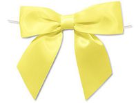 Pack Of 12, 5" Solid Yellow Pre-Tied Satin Gift Bows W/6" Twist Ties 1-1/2" Ribbon