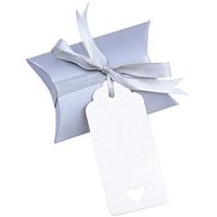 50pcs Vintage Kraft Box Sweet Paper Candy Box Gift Box with Ribbon Gift Tags for Wedding Birthday Party (Silver)