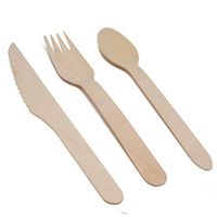 Eco-friendly Disposable Wooden Cutlery Set Silverware for Birthday Party Events Holiday Family Gathering Camping BBQ Spoons, Forks, Knives (300 ct, Spoons, Forks & knives Set)
