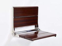 Lifeline Contour Folding Shower Seat - Walnut | Brushed Nickel Frame | 18 x 16 inch