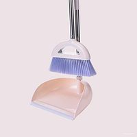 Self-cleaning Broom and Dustpan Set Upright Standing Long Handled Angle Broom Soft Bristles Ideal Broom Dustpan Combo for Kitchen Home Lobby Livingroom Office