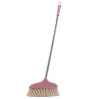 Soft Wool Broomstick Broomstick, Large Stainless Steel Pole Broomstick, Wood Grain Single Broom Pink