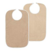 Nobles 3 Terry Adult Bibs with Vinyl Barrier - Snap Closure (Tan with Tan Backing)