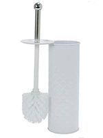 Home Expressions Textured Toilet Brush Powder Holder Coated Finish (White)