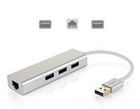 KuWFi USB3.0 to RJ45 Gigabit LAN Adapter+3 Ports USB HUB3.0 Connector Extender for MacBook Microsoft Surface Chromebook for Windows 7/8/10/Vista/XP Linux PC