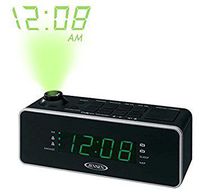 Jensen Compact AM/FM Time Projection Dual Alarm Clock Radio with Large Easy to Read Backlit LED Display