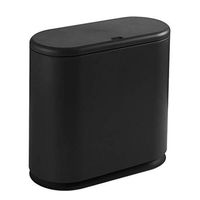 Fityle Pressing Type Trash Can Household Garbage Bin Box Oval Plastic Dustbin 9L - Black