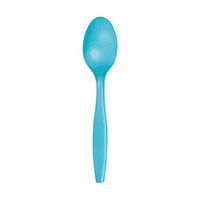 Creative Converting Touch of Color Premium 50 Count Plastic Spoons, Bermuda Blue