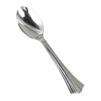 Reflections Heavyweight Plastic Utensils, Spoon, Silver, 6 1/4", 60/Pack
