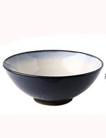Bowl Soup Bowl Household Ceramic Tableware Bowl Retro Gradient Blue Salad Bowl Ramen Bowl Ceramic Bowl Dessert Bowl 7 Inch Household tableware, retro bowl