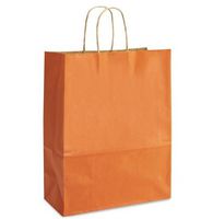 Orange Bags, 15 Large Kraft Paper Gift Wrap Bags (13" Tall x 10" Wide x 5" Gusset) Set of 15, Made in USA