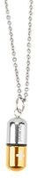 Pill Fob Necklace with 25" Chain - Indiscreetly Keep Emergency Medication Airtight and Dry (Silver/Gold)
