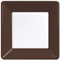 Brown Square Paper Plates Coordinate Textured 7-inch 12 per Pack