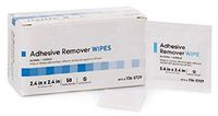AMZ Adhesive Remover Wipes 2.4" x 2.4". Pack of 50 Non-sensitizing, Non-Irritating Remover wipes. Reduces adhesive trauma. Effective & Easy to Use. Latex-free. Individually packaged.
