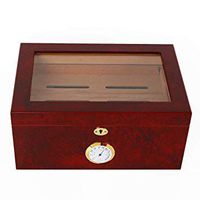 Humidor Cigar Humidor with Humidifier and Hygrometer Double Cigar Cabinet, Glass Skylight Double-layer Large Capacity Can Hold 120 Cigar Cedar Lining, Men's Gift Box Professional Storage Cigar Storage