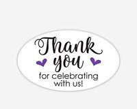 Oval Thanks for Celebrating with Us Stickers, Wedding and Event Favor Labels (#265-PL-OV)
