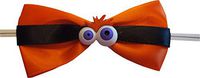 BAYWIND LTD; Orange & Black Halloween Twist Tie Bow with Eyeball Button- (H218) 25 pc