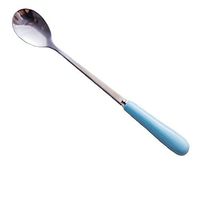 XIURONG Ceramic Handle Stainless Steel Mixing Spoon Small Spoon Spoon Spoon Spoon Ice Tea Coffee Juice (4) Navy Blue