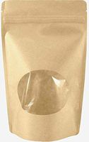 Sohler Natural Kraft Stand up Pouch Bags 5.875"x 9" Resealable with Window and Notch, Zip Lock Food Storage Bag, 100 pcs (Medium - 8 oz, 100 pcs)