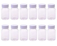 12PCS 50ml/1.7oz Clear Empty Portable Thicken Plastic Bottles Capsule Case with White Screw Cap Pill Tablet Holder Storage Container for Liquid Solid Powder Medicine Chemical Dispense