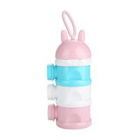 Baby Milk Powder Dispenser, Portable 3 Layers Non Spill Stackable Formula Dispenser Snack Container Fruit Snack Storage Container with Handle & 1 Funnel Lids for Infant Baby(Pink)