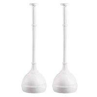 mDesign Plastic Bathroom Toilet Bowl Plunger Set with Lift & Lock Cover, Compact Discreet Freestanding Storage Caddy with Base, Sleek Modern Design - Heavy Duty, 2 Pack - White