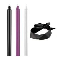 1 PCS Sleeping Mask Satin Eye Mask Black Blindfold +3 PCS Low Temperature Candles Romantic Candles for Couples