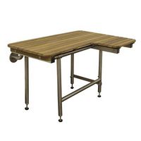 Teak ADA Wall Mounted Left Handed Shower Bench/Seat with Fold Down Legs (32"x22.5")