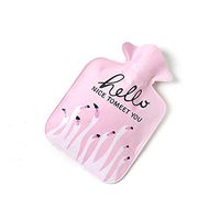 Hacoly Mini Hot Water Bottle Pocket Hot Water Bag Rubber Hottie Water Heating Bag for Pain Relief, Menstrual Cramps, Cold Winter Bed Warming Portable Reusable Therapy Heating Pad-Flamingo