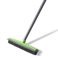 NZQXJXZ Push Broom - Soft Bristle 59'' Rubber Broom Carpet Sweeper with Squeegee Adjustable Long Handle, Removal Pet Human Hair