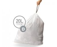 simplehuman Code D Custom Fit Liners, Drawstring Trash Bags, 20 Liter / 5.2 Gallon, 12 Refill Packs (240 Count)