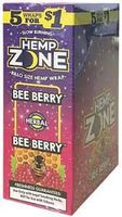 HEMP ZONE Wraps Slow Burning RILLO Size Hemp WRAP Full Box (15 Packs = 75 Hemp Wraps) with Free Torpedo Tube and Scoop Card (BEE Berry)