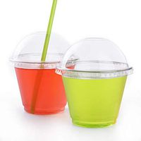 GOLDEN APPLE, 9oz. Clear Plastic Cups with Dome lids(with Hole)25sets