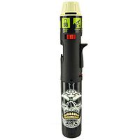 Designer Glow-in-The-Dark Turbo Blue Multi-Purpose Refillable Butane Torch Lighter Stick, Wind Proof - Skull