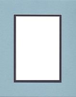 22x28 Double Acid Free White Core Picture Mats Cut for 18x24 Pictures in Sheer Blue and Navy Blue