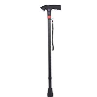WPQW Crutches Aluminum Retractable Cane LED Light Alarm Radio Multi-Function Cane Walker Walking Stick -941Crutches (Color : Black)