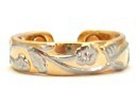 Beautiful Copper Magnetic Adjustable Ring with Silvertone Vines and Goldtone Overlay