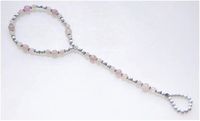 Magnetic Therapy Rose Quartz, White & Silver Magnetic Stretch Foot Jewelry (Size XSmall - 8.5")