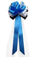 White, Black, and Turquoise Blue Wedding Pew Pull Bows with Tulle Tails - 9" Wide, Set of 6, Easter, Mother's Day, Birthday, Holiday Decoration