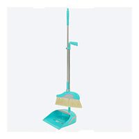 Stainless Steel Rod Extra Long Handle Broom And Dustpan Soft Brush Windproof Magic Broom Set Room Lobby Floor Toilet Cleaning Tools (Color : Blue)