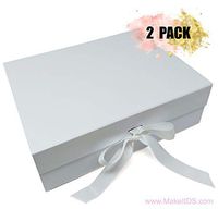Make It Gift Boxes with Ribbon & Magnetic Closure-12.9" x 9.8" x 4.3" Luxury Gift Packaging-Wedding-Bridemaid Gifts-Proposal Gift Boxes-Engagement Party - Teacher Gifts - Baby Shower (White - 2 Pack)
