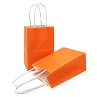 AZOWA Gift Bags Mini Small Kraft Paper Bags with Handles (4 x 2.4 x 6 in, Orange, 12 Pcs)