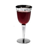 " OCCASIONS" Wedding Party Disposable Plastic Wine Cups, clear w/silver base and rim (Silver Rimmed, 7.5 Oz Wine Cup, 100 pcs)