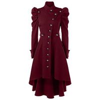 Sttech1 Women Vintage Steampunk Windbreaker Long Coat Gothic Overcoat Ladies Retro Jacket Woolen Coat Fit for Party