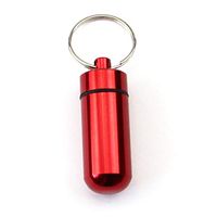 Waterproof Keychain Pill Container Drug Box Cases, Portable Emergency Aspirin & Nitroglycerin Medicines Bottle with Key Ring, Red