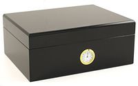 Avalon Black Wood 50 Count Cigar Humidor with Front Mount Hygrometer