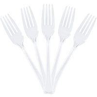 JAM PAPER Premium Utensils Party Pack - Plastic Forks - Clear - 20 Disposable Forks/Pack
