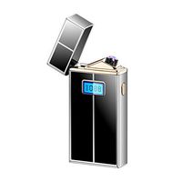 Dual Arc Lighters USB Arc Lighter Rechargeable Windproof Flameless Plasma Electric Lighter Portable Fingerprint Rotate Goood for Candle Cigarette Paper (Silver)