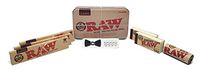 RAW King Size Slim Rolling Papers (3 Packs) with RAW Perforated Tips, Metal Storage Box, Hemp Wick and Hippie Butler Grinder Card